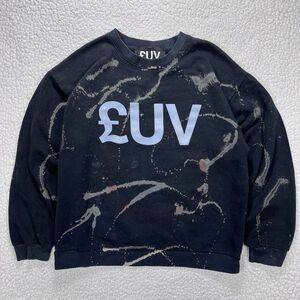 £UV Bleach Splatter Sweatshirt Men’s Large Black USA Made Streetwear Artwear